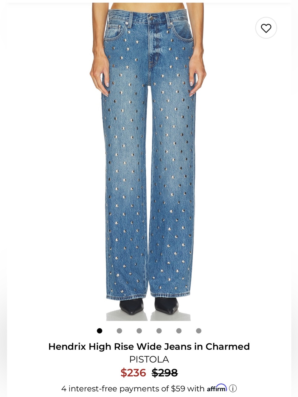 pistola Blue Wide-Leg Jeans with Metallic Studs - Revolve